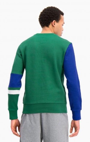 Champion Colour Block Stripe Detail Sweatshirt Erkek Tişörtü Yeşil | 0718-AGOMW