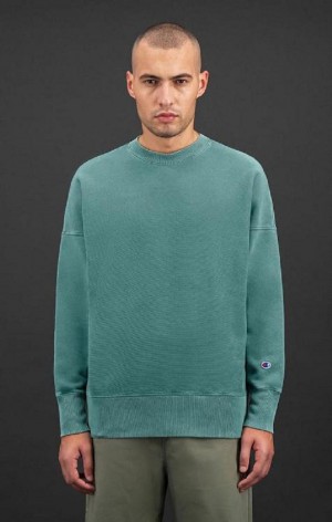 Champion Drop Shoulder Reverse Weave Sweatshirt Erkek Tişörtü Yeşil | 2683-ABWVM