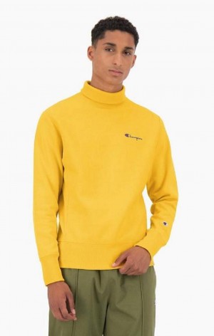 Champion High Neck Reverse Weave Sweatshirt Erkek Tişörtü Altın | 2143-LSJPK