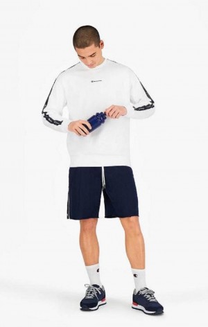 Champion Jacquard Logo Tape Front Seam Shorts Erkek Şort Koyu Mavi | 1706-QICJL