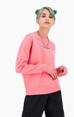 Champion Jaspé Script Logo Sweatshirt Kadın Tişörtü Pembe | 1360-FZPST