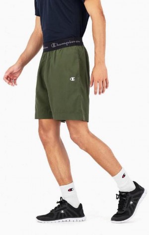 Champion Logo Tape Microfibre Performance Shorts Erkek Şort Yeşil | 1328-GHIEO