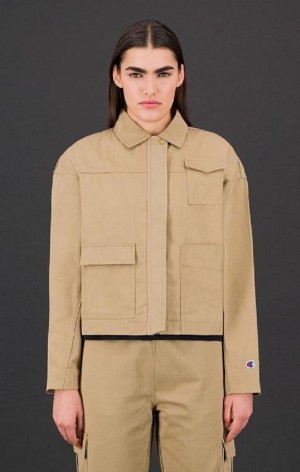 Champion Military Inspired Cropped Jacket Kadın Mont Açık Kahverengi | 1679-YFHWC