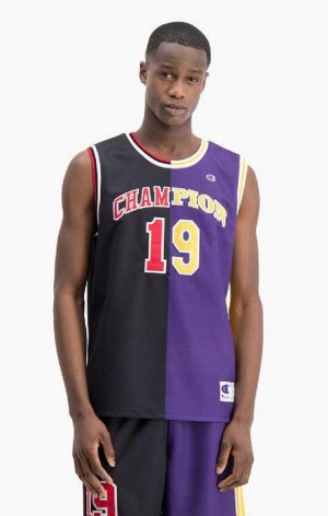 Champion NBMIX Patchwork 'Champion 19' Basketball Erkek Tişört Siyah Mor | 2958-ETDBG