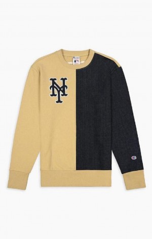 Champion New York MLB Sweatshirt Erkek Tişörtü Bej Rengi | 4257-TKFZG