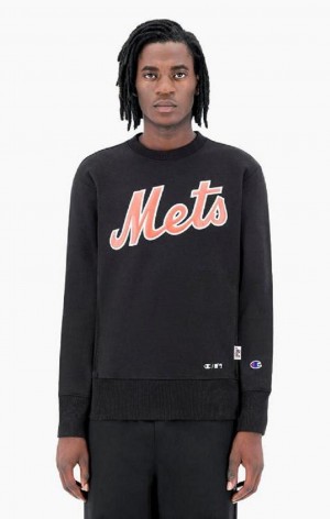 Champion New York MLB Sweatshirt Erkek Tişörtü Siyah | 6089-CTXAY