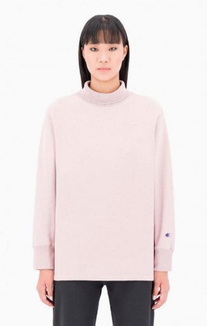 Champion Ombré Wash High Neck Sweatshirt Kadın Tişörtü Pembe | 8162-BTGLP