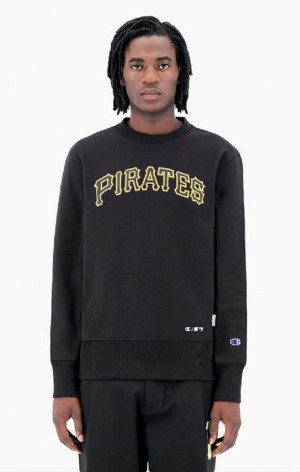 Champion Pittsburgh MLB Reverse Weave Sweatshirt Erkek Tişörtü Siyah | 7239-GEKPL