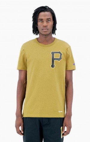 Champion Pittsburgh MLB T-Shirt Erkek Tişört Zeytin Yeşili Yeşil | 6023-BAJNW