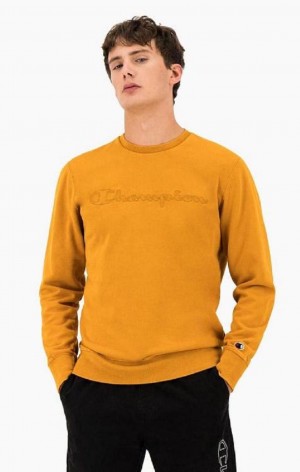 Champion Script Logo Reverse Weave Sweatshirt Erkek Tişörtü Turuncu | 3108-HFCZW