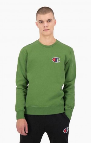 Champion Süet C Logo Pamuklu Terry Sweatshirt Erkek Tişörtü Yeşil | 5638-IVCLU