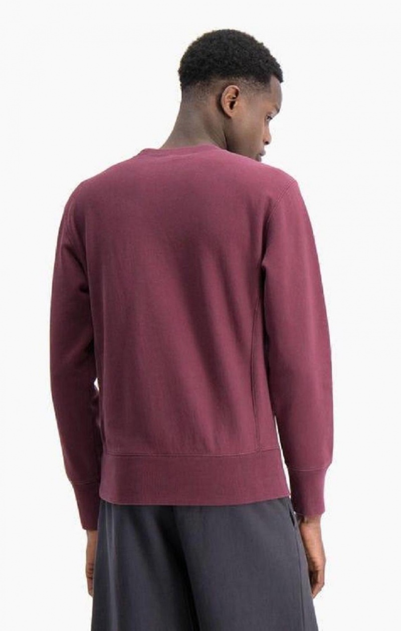 Champion Acid Wash Reverse Weave Sweatshirt Erkek Tişörtü Bordo | 1839-QAKTL