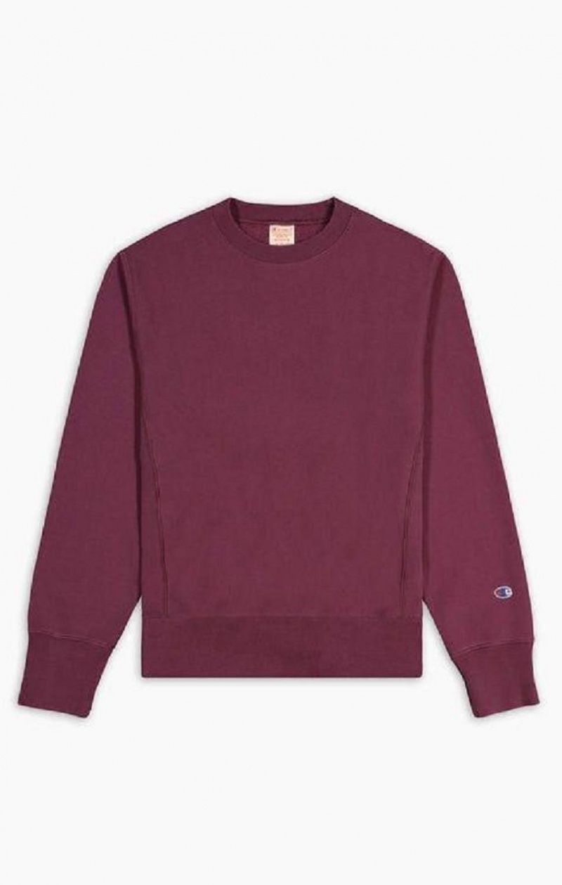 Champion Acid Wash Reverse Weave Sweatshirt Erkek Tişörtü Bordo | 1839-QAKTL