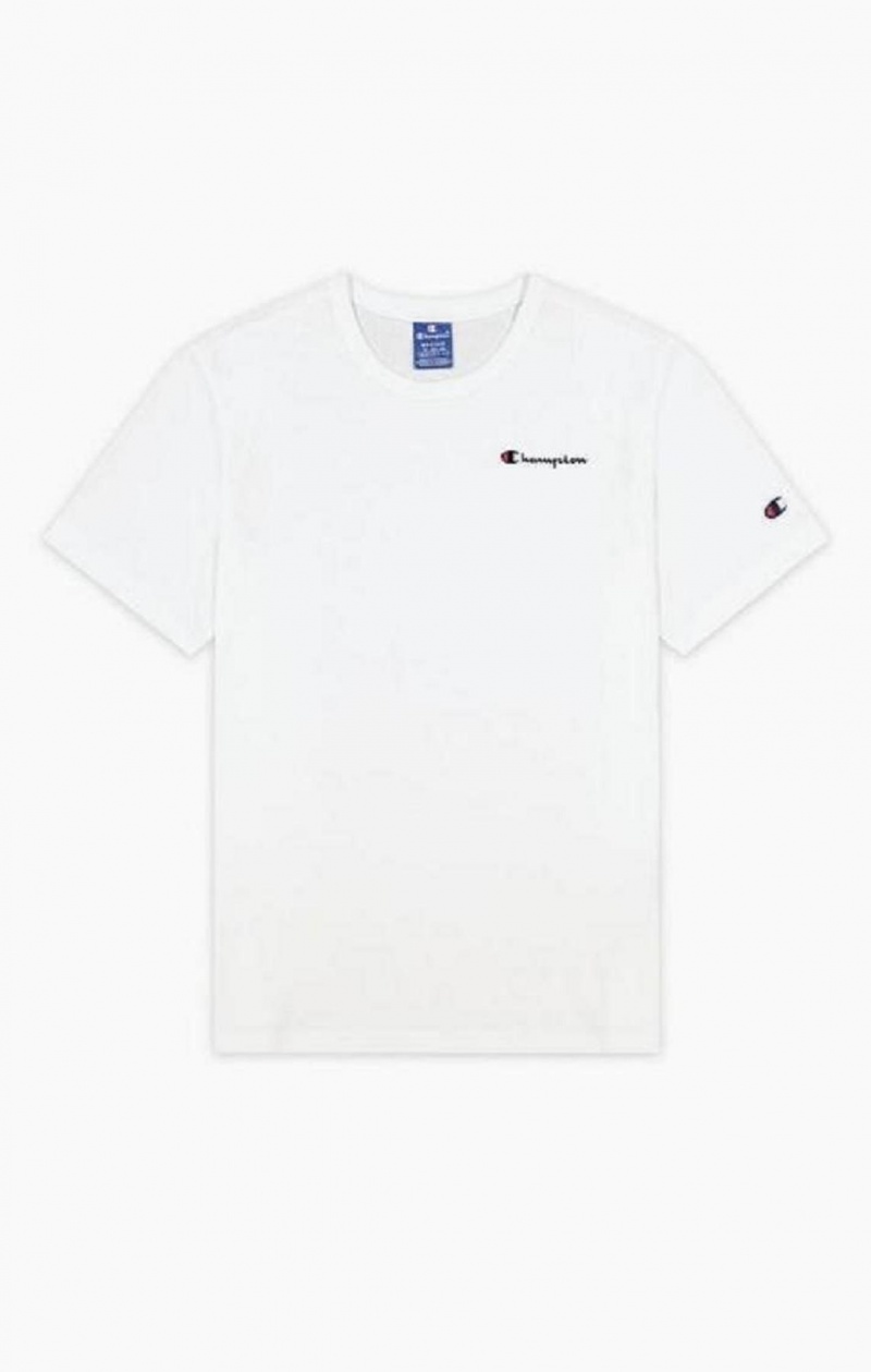 Champion Baskılı Logo Print Yastıklı Insert T-Shirt Erkek Tişört Beyaz | 5708-XVJBL