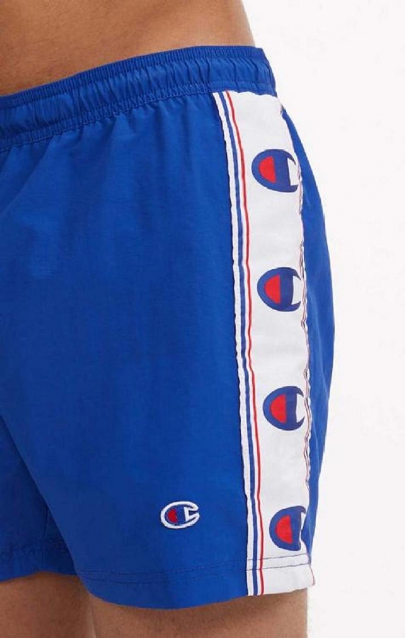 Champion C Logo Print Panel Swim Shorts Erkek Mayo Mavi | 3720-BPAOR