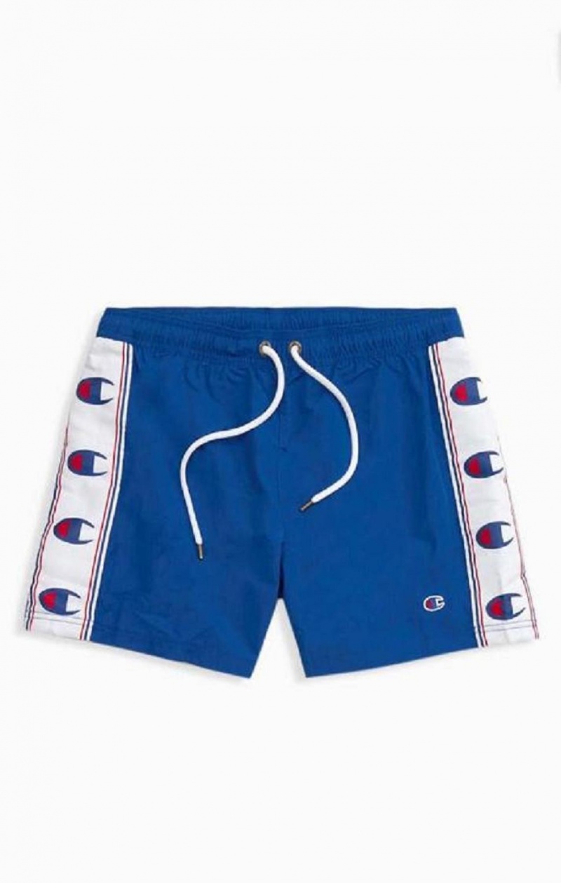 Champion C Logo Print Panel Swim Shorts Erkek Mayo Mavi | 3720-BPAOR