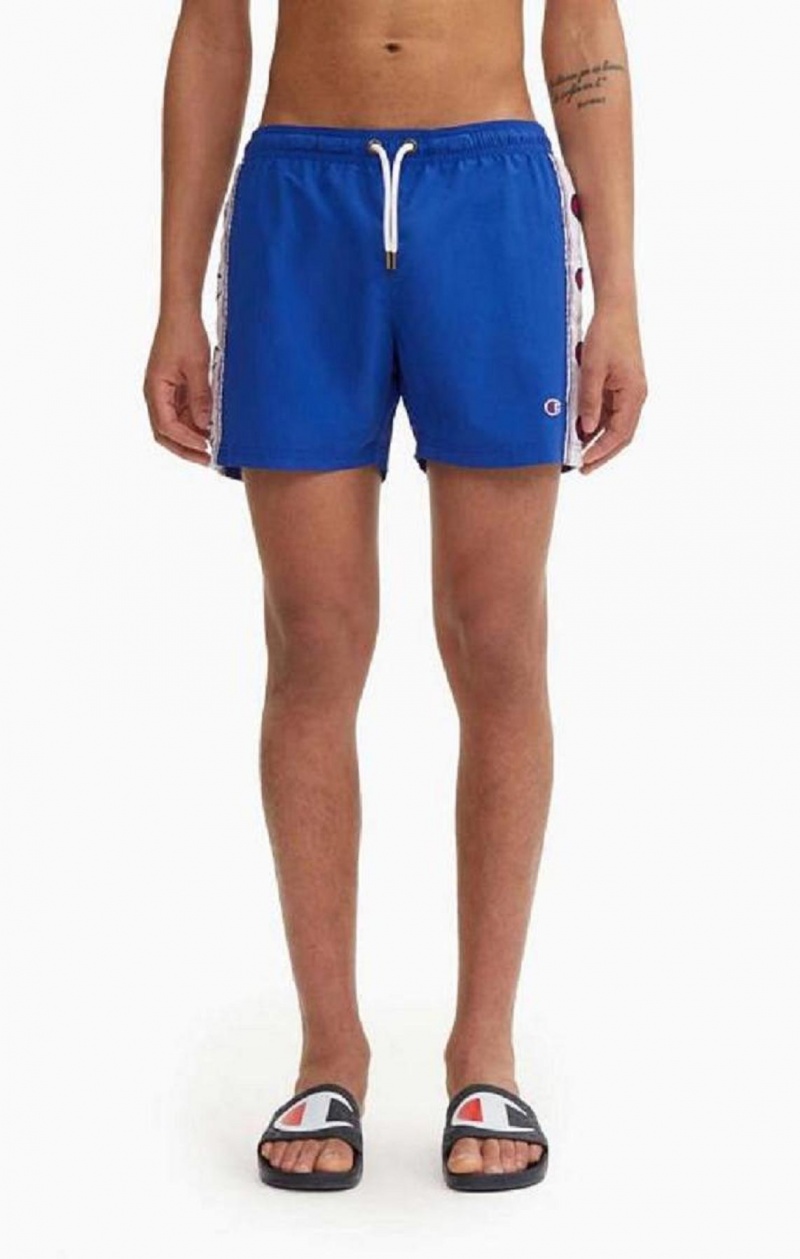 Champion C Logo Print Panel Swim Shorts Erkek Mayo Mavi | 3720-BPAOR