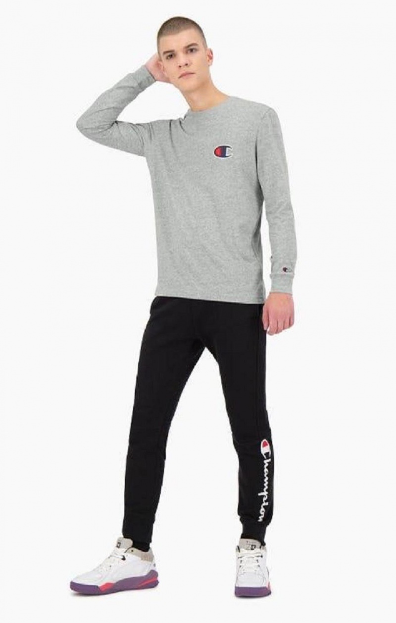 Champion C Long Sleeve Jersey Top Erkek Tişört Açık Gri | 8075-FRGBT