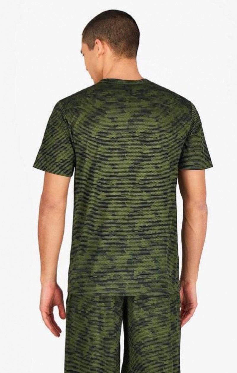 Champion Camo Quick Dry Antrenman T-Shirt Erkek Tişört Yeşil | 9760-MNSOQ