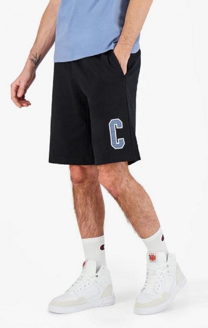 Champion Collegiate C Logo Shorts Erkek Şort Siyah | 3710-ULIHO