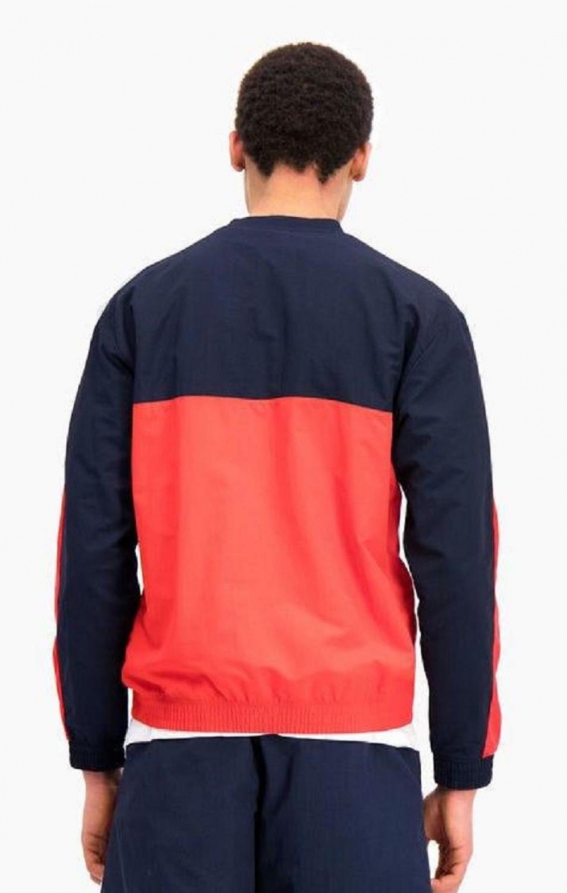 Champion Colour Block And Stripe Parça Sweatshirt Erkek Tişörtü Kırmızı | 7152-VXRCN