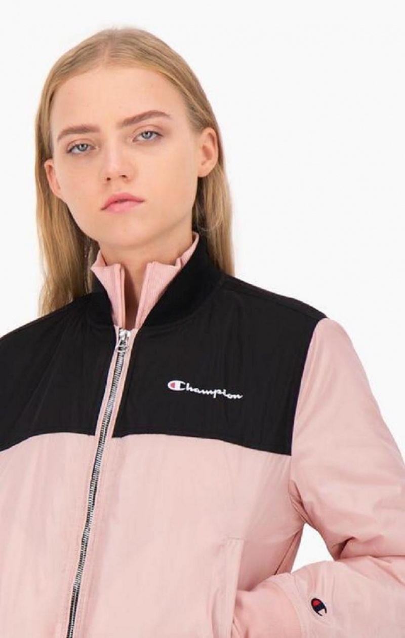 Champion Colour Block Bomber Jacket Kadın Mont Pembe | 9325-EPHAQ