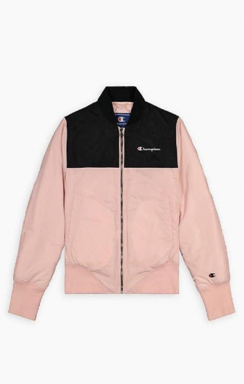 Champion Colour Block Bomber Jacket Kadın Mont Pembe | 9325-EPHAQ