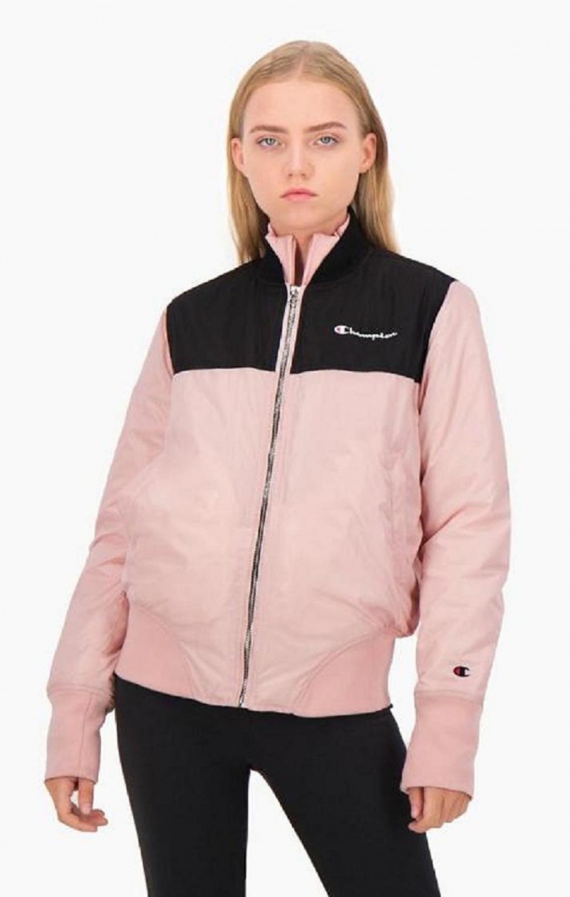 Champion Colour Block Bomber Jacket Kadın Mont Pembe | 9325-EPHAQ