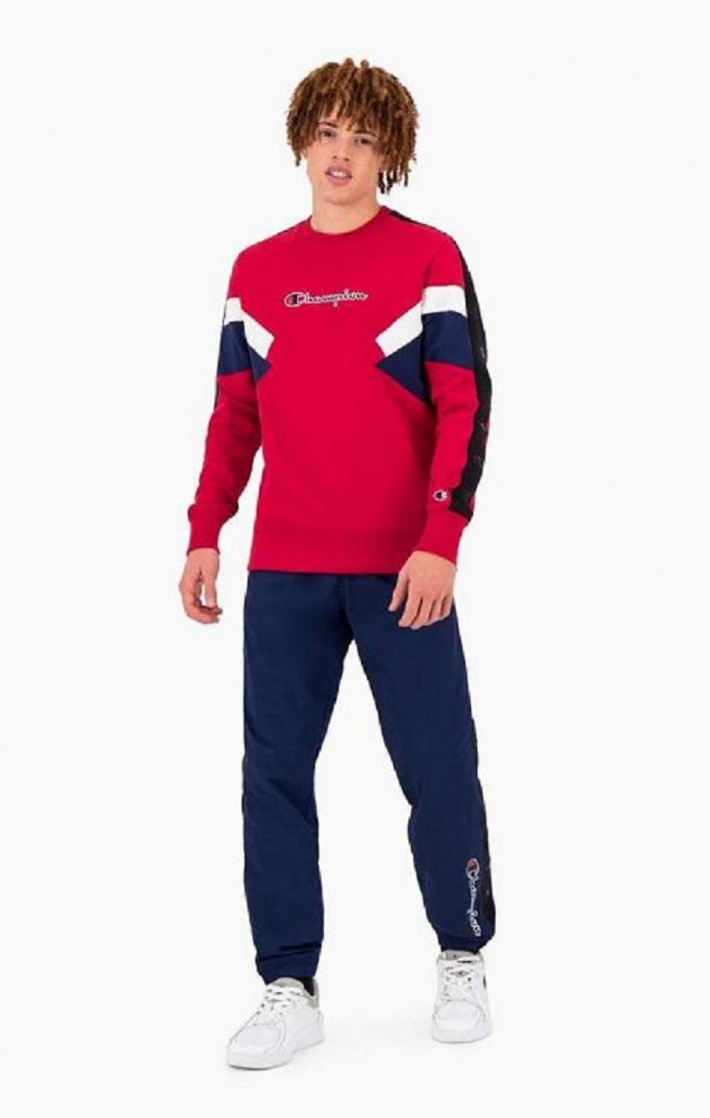 Champion Colour Block Insert Fleece Sweatshirt Erkek Tişörtü Kırmızı | 6704-EDORF