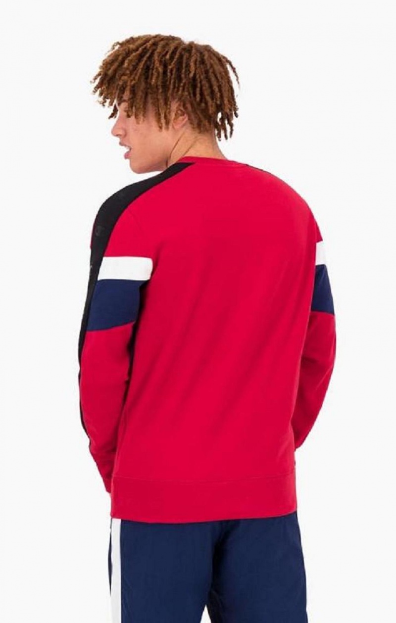 Champion Colour Block Insert Fleece Sweatshirt Erkek Tişörtü Kırmızı | 6704-EDORF