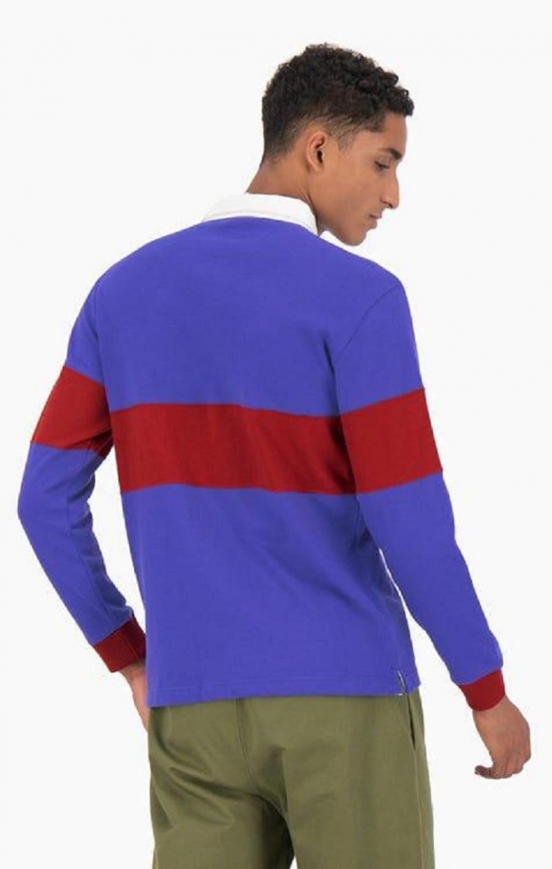 Champion Colour Block Pamuklu Jersey Polo Shirt Erkek Tişört Mavi | 9065-AOPSD