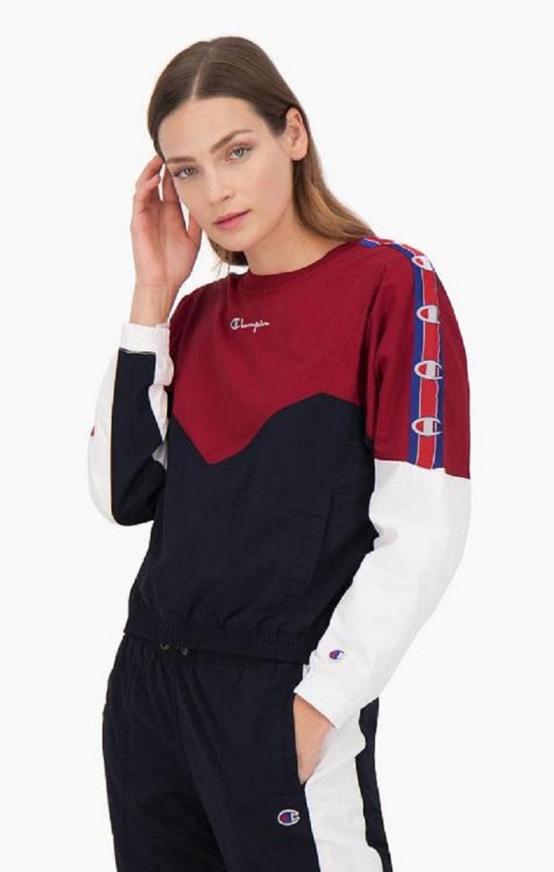 Champion Colour Block Parça Sweatshirt Kadın Tişörtü Bordo | 7548-OXKED