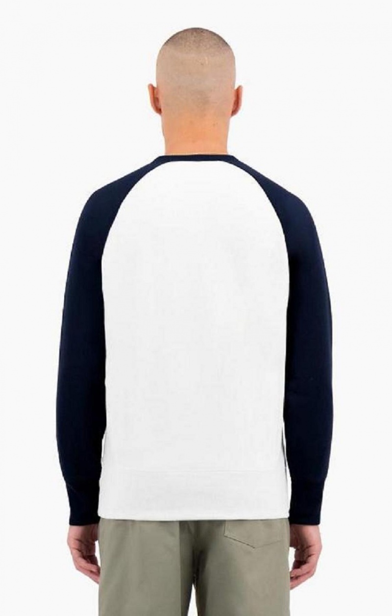 Champion Colour Block Reverse Weave Sweatshirt Erkek Tişörtü Beyaz | 4869-DOIVC