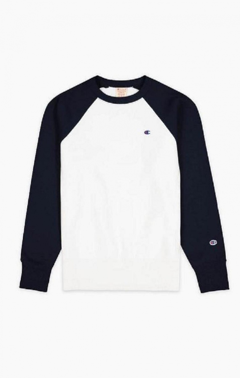 Champion Colour Block Reverse Weave Sweatshirt Erkek Tişörtü Beyaz | 4869-DOIVC