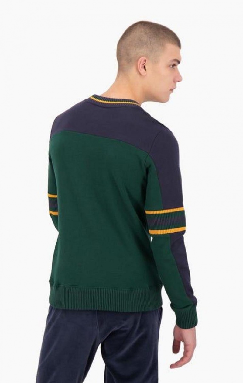 Champion Colour Block Script Logo Sweatshirt Erkek Tişörtü Yeşil | 5490-MSIBV