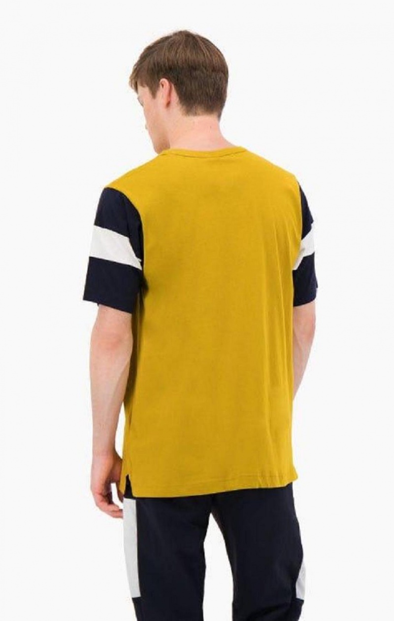 Champion Colour Block Script Logo T-Shirt Erkek Tişört Altın | 3810-LHUWZ