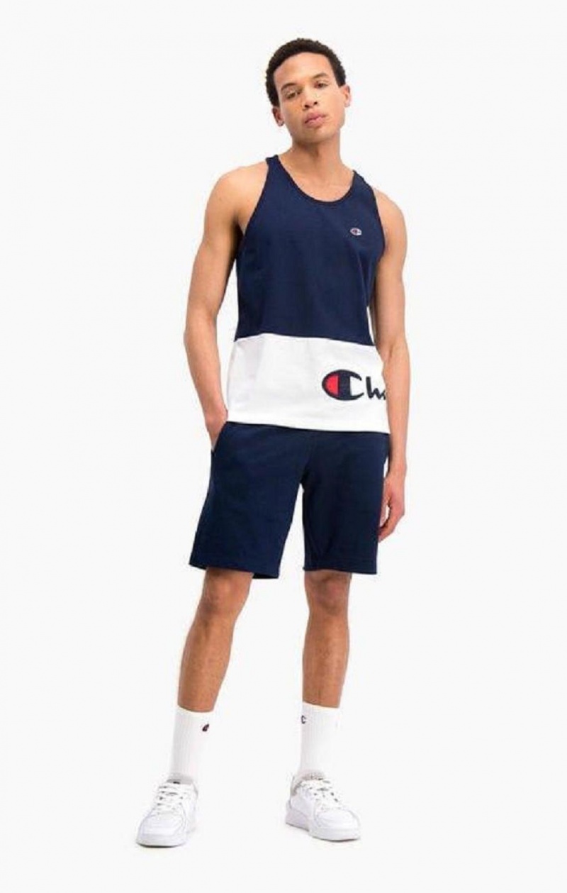 Champion Colour Block Wraparound Logo Tank Top Erkek Tişört Koyu Mavi | 2831-FBGMZ