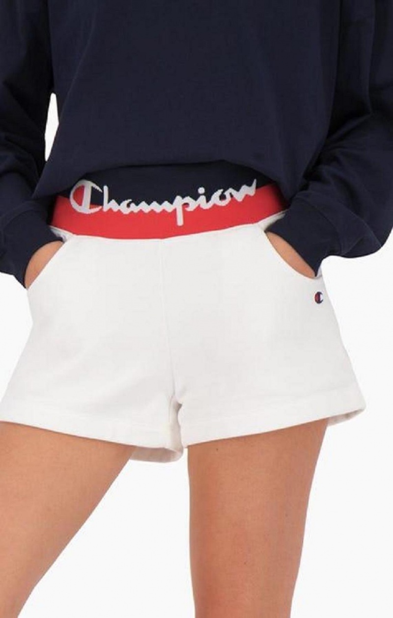 Champion Contrast Belli Script Logo Shorts Kadın Şort Beyaz | 0923-KTDYG