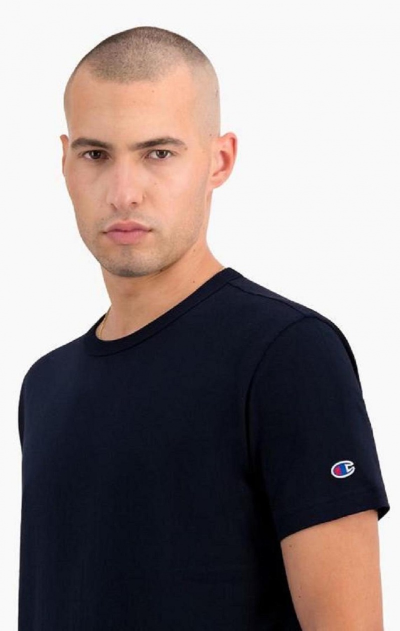 Champion Crew Neck T-Shirt Erkek Tişört Koyu Mavi | 5197-LYUSE