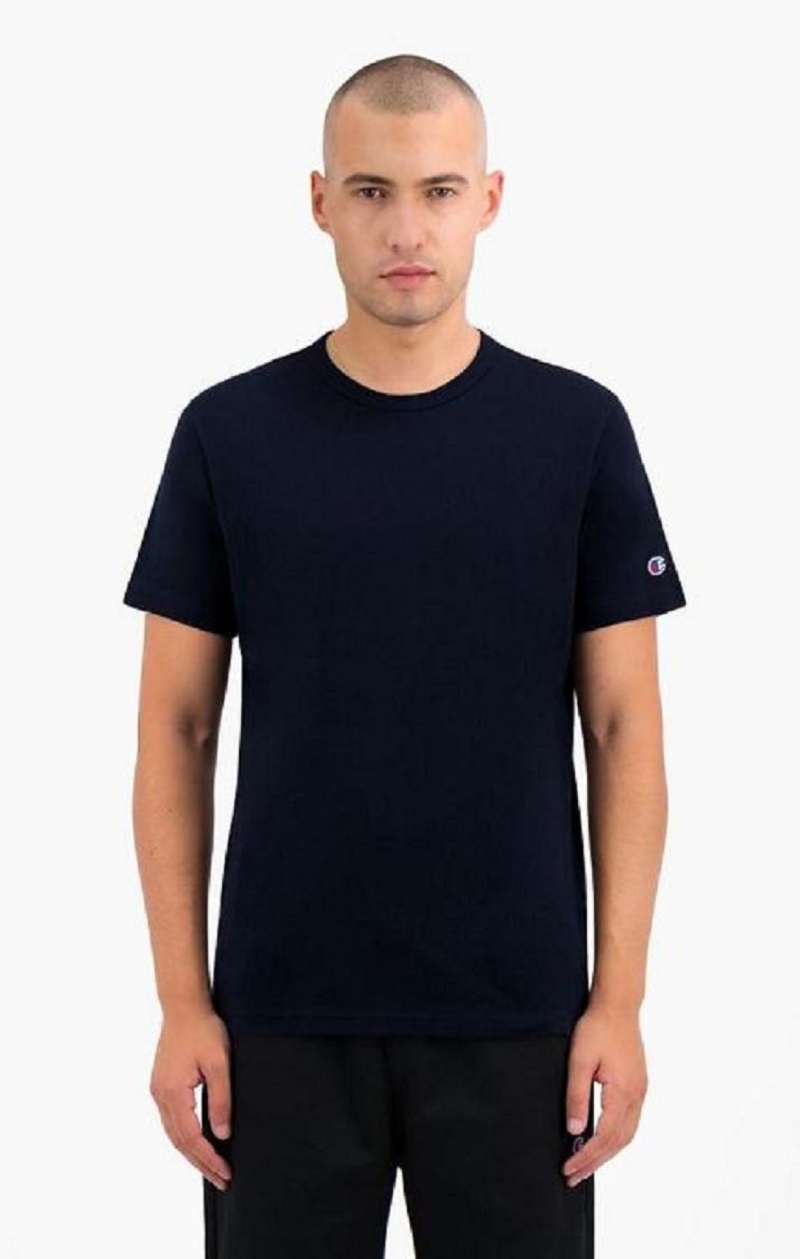 Champion Crew Neck T-Shirt Erkek Tişört Koyu Mavi | 5197-LYUSE