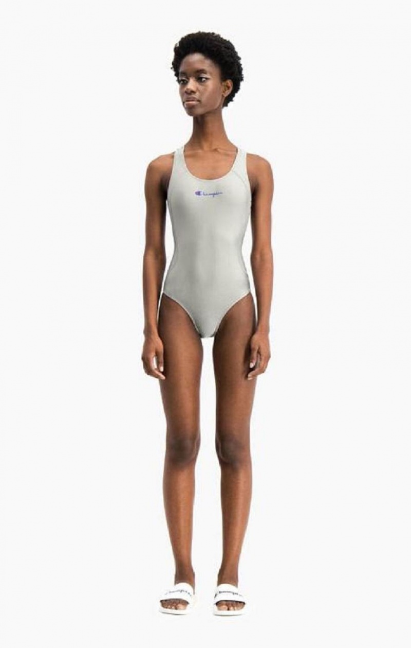 Champion Cross Back Scoop Neck Swimsuit Kadın Mayo Açık Gri | 0761-ZVOXP