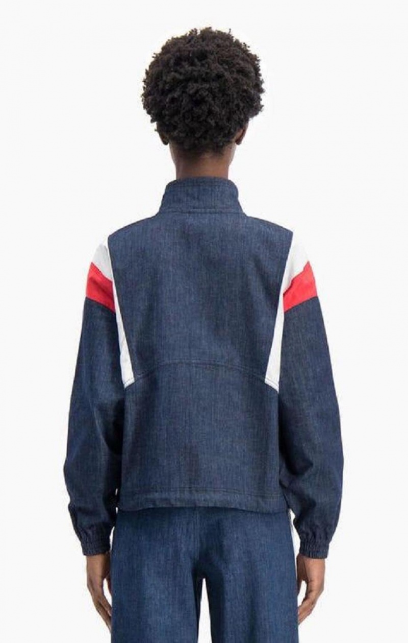 Champion Denim Stripe Parça Jacket Kadın Mont Turkuaz Mavi | 3760-KCTGI