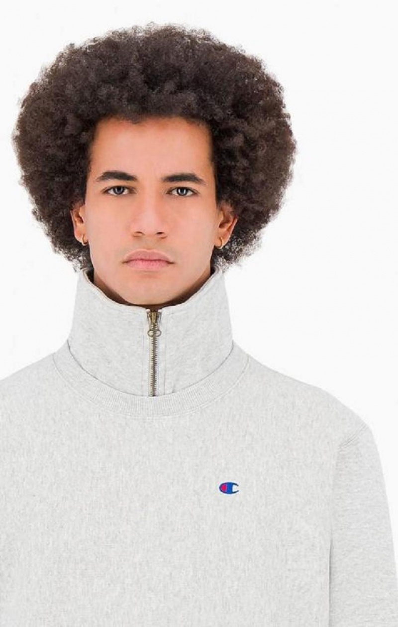 Champion Double Layer Reverse Weave Sweatshirt Erkek Tişörtü Açık Gri | 9386-GZJKU