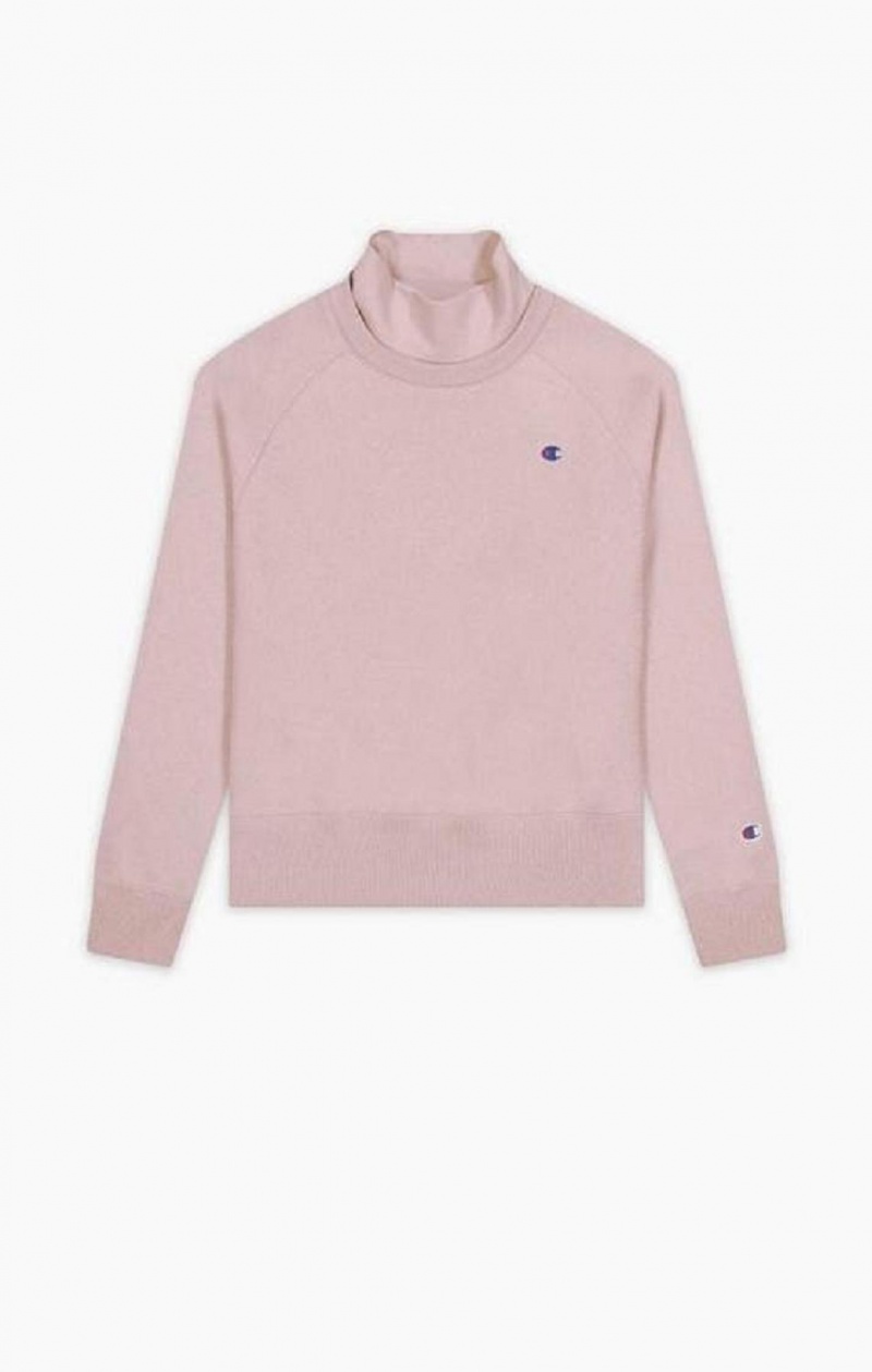 Champion Double Layer Reverse Weave Sweatshirt Kadın Tişörtü Pembe | 1835-YZGRD