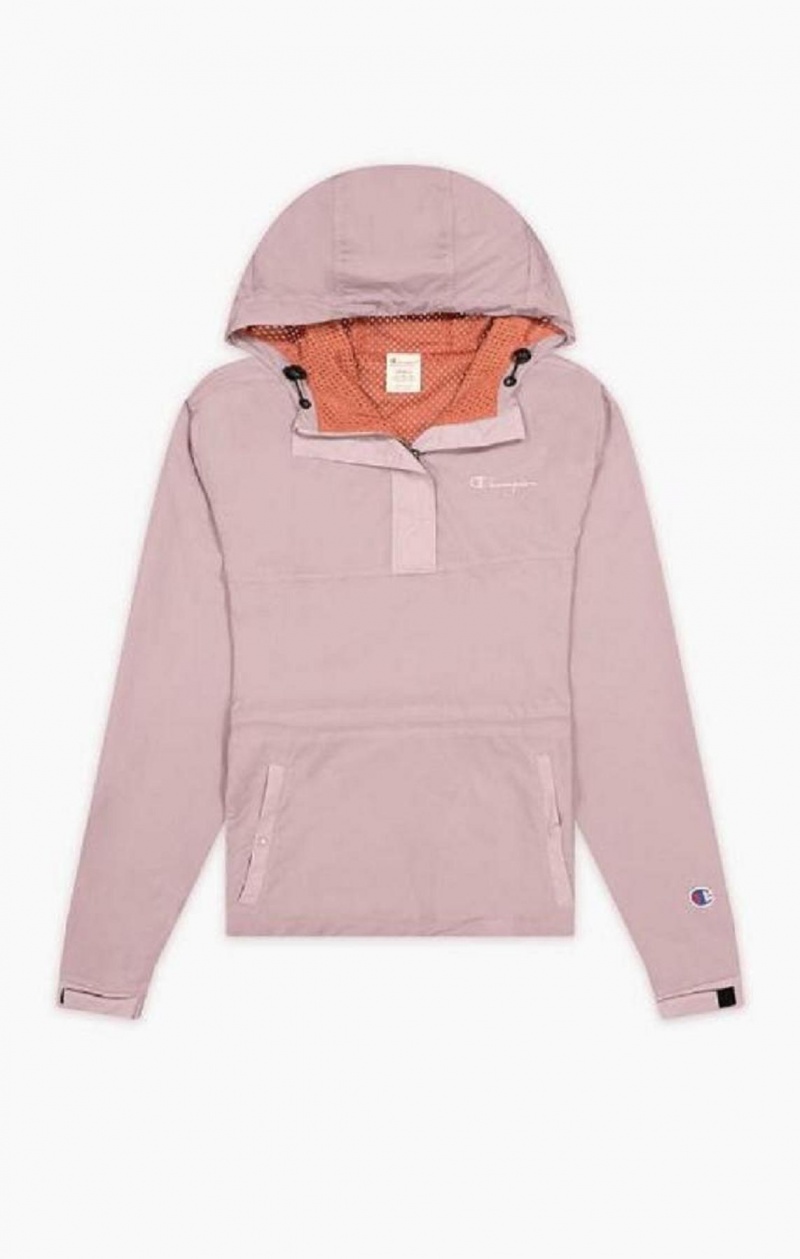 Champion Hafif Half Zip-Up Kukuletalı Jacket Kadın Mont Pembe | 6395-FUGRL