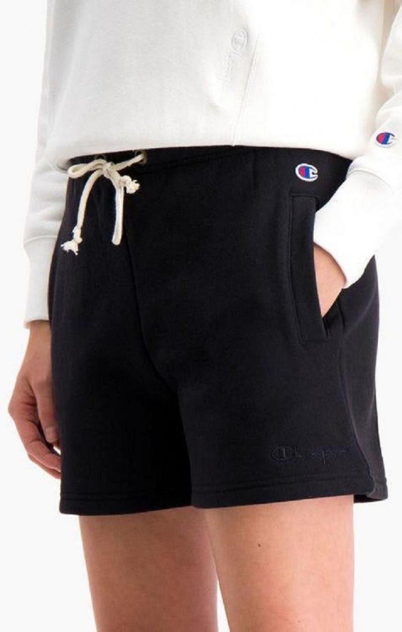 Champion Hafif Reverse Weave Shorts Kadın Şort Siyah | 1374-WSBNR