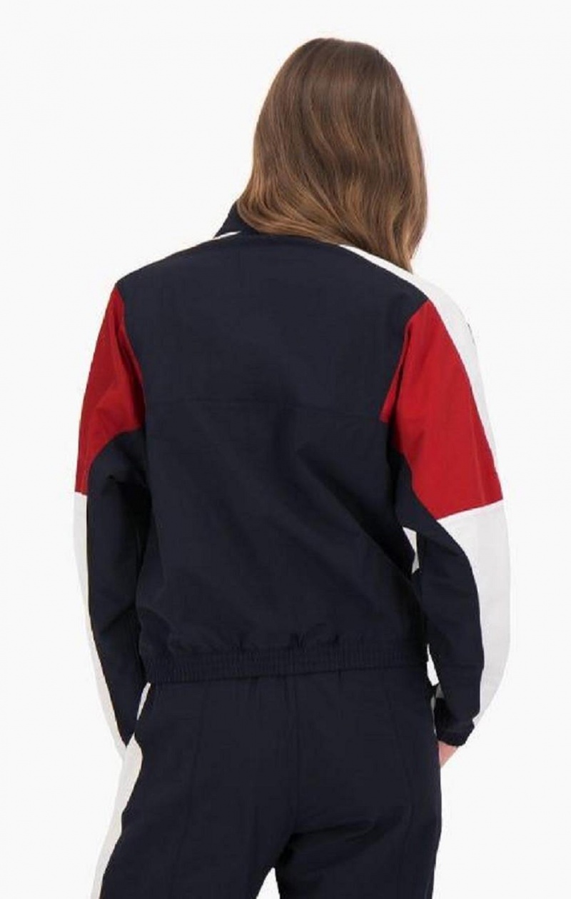 Champion Half Zip-Up Colour Block Parça Jacket Kadın Mont Koyu Mavi | 6308-FRNGQ