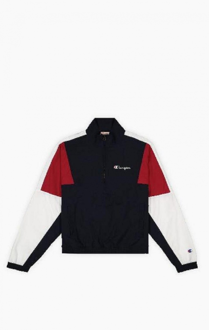 Champion Half Zip-Up Colour Block Parça Jacket Kadın Mont Koyu Mavi | 6308-FRNGQ