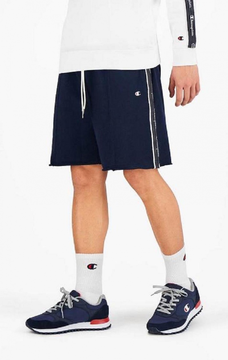 Champion Jacquard Logo Tape Front Seam Shorts Erkek Şort Koyu Mavi | 1706-QICJL