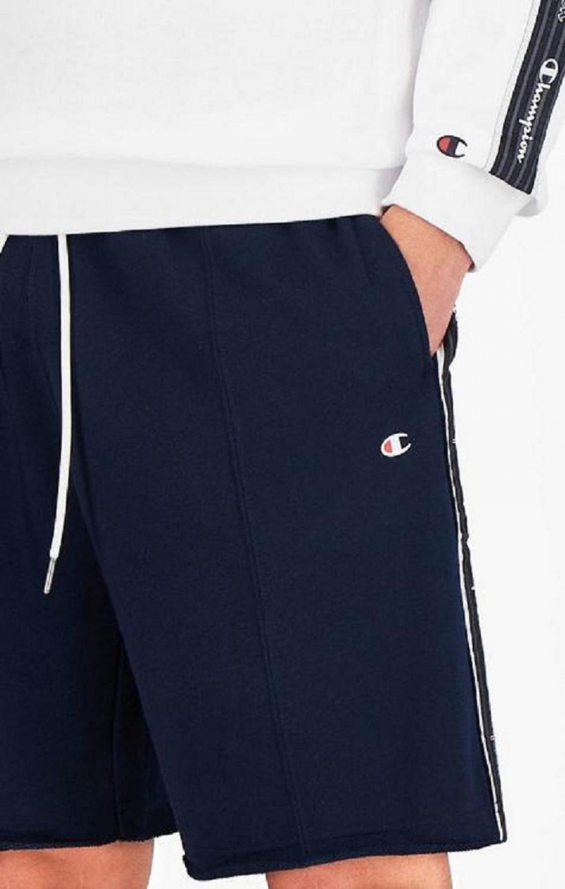 Champion Jacquard Logo Tape Front Seam Shorts Erkek Şort Koyu Mavi | 1706-QICJL